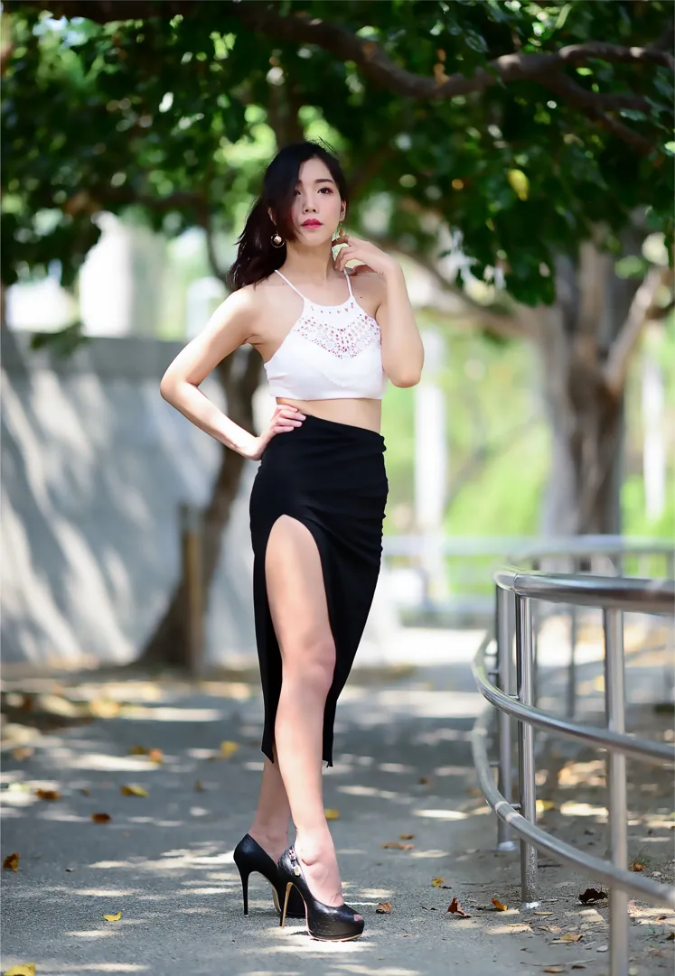 [Mzsock] NO.162 Sasha belly-baring high-cut long skirt with high heels and beautiful legs street photography#[105P]-45